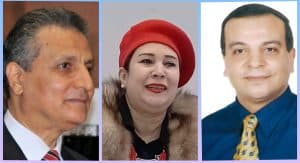 نقيب الفنون  التشكيلية ا.د/ عادل عبد الرحمن  وا.د /علا يوسف والسفير / رضا الطايفي مدير مكتبات مصر العامة 